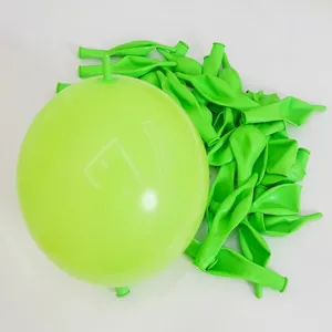Lime green tail balloons for party decoration, linking latex balloons for school events.