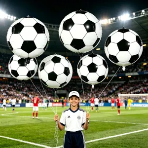 Giant soccer ball balloons for World Cup kids birthday party sports theme decoration and events.