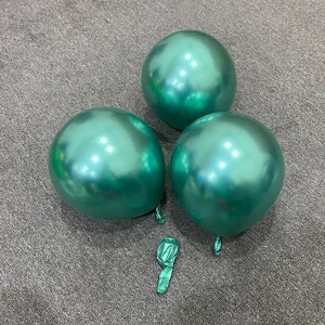 Metallic green latex balloons set for party decoration, school events, and holiday setups.
