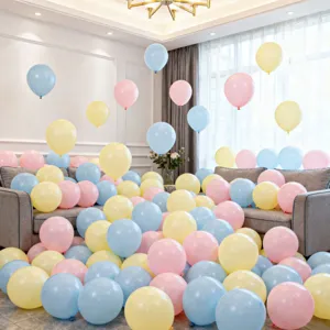 Macaron pastel balloons for kids birthday party, thick round latex balloon decor for room.