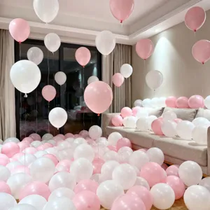 Pink and white macaron latex balloons set for kids birthday party and room decoration.