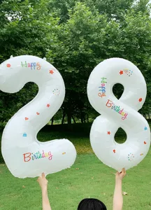 32 inch white number foil balloon for birthday party outdoor kids photography props decor