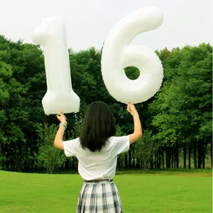 White Digital Number Foil Balloon Birthday Party Decoration Kids Baby Photography Prop Aluminum Foil Balloon