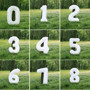 White number balloons set 0-8 for birthday party, coming of age celebration and room decor.