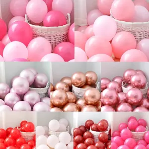 Set di Palloncini in Lattice Opachi Metallizzati Perlati Rosa per Festa di Compleanno per Bambini Matrimonio Decorazione