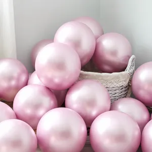 Palloncini rosa metallizzati set per decorazioni festa di compleanno, archi di lattice lucidi.