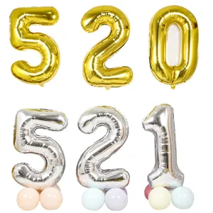 40 inch gold and silver foil number balloons set for birthday wedding party decoration
