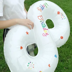 40 inch white foil number 8 balloon for birthday party decorations and events.