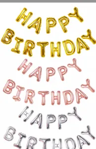 Happy Birthday foil balloon set gold silver rose gold party backdrop decoration