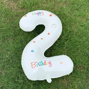 40 Inch Large White Number 2 Foil Balloon Birthday Party Decoration Props For Kids Adults