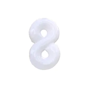 Large white number 8 foil balloon for birthday party decorations and celebrations main view