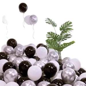 Black silver white latex balloons set for wedding birthday party background decoration