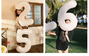 32 inch white number balloon birthday party decoration aluminum foil balloon scene prop