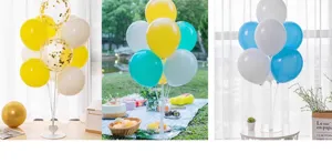 Balloon stand kit with colorful balloons for party birthday wedding table decoration setup.