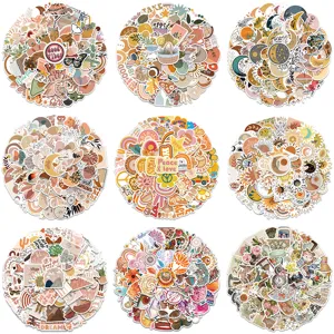 Bohemian Art Stickers Waterproof Vinyl Decals Aesthetic Vintage Boho Sticker Pack For Luggage Laptop Guitar Water Bottle