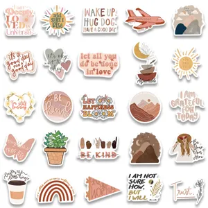 Retro bohemian inspirational motivational quote stickers pack for laptop and water bottle
