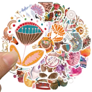 Bohemian art waterproof stickers pack for luggage laptop guitar decoration, 50pcs boho style