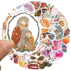 50pcs bohemian art waterproof vinyl stickers for laptop luggage guitar graffiti decor detail