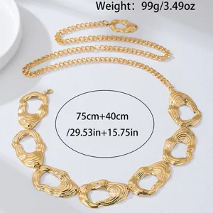 Fashionable metallic textured round disc waist chain for women daily bikini clothing accessory