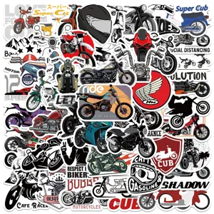 Autocollants étanches de graffiti de moto cool en vinyle pour casque valise et pc.