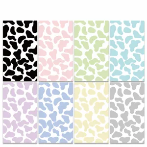 Cow print DIY stickers set, 8 colorful aesthetic phone case backing cards for decoration.
