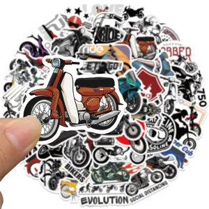 Pack d'autocollants de graffiti de moto vintage imperméables pour valise et casque.