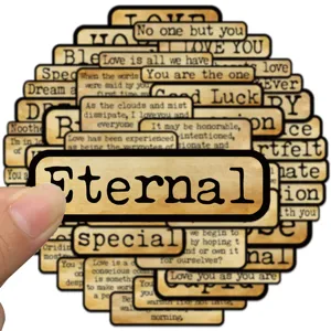 Retro English word phrase waterproof stickers vintage typewriter DIY decals for luggage notebook