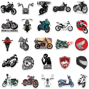 50 pcs autocollants de graffiti de moto rétro cool étanches pour casque et ordinateur
