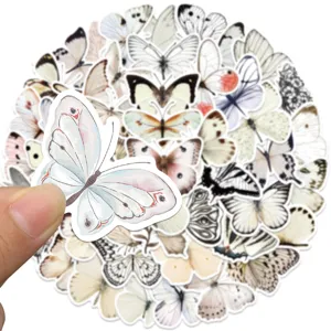 50Pcs vintage butterfly stickers aesthetic waterproof vinyl decals for laptop luggage.
