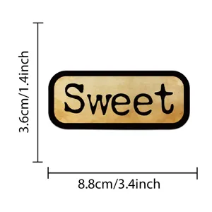 Retro Sweet English word sticker detail view showing clear dimensions and vintage design.