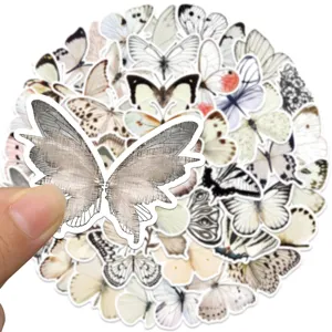 50pcs vintage butterfly stickers waterproof decorative decals for laptop and phone case.