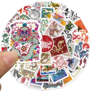 53pcs Dragon Year Stamp Stickers Cartoon Waterproof Decals for Laptop Phone Water Bottle