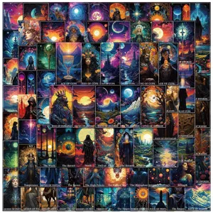 Fantasy Tarot Card Stickers Waterproof PVC Graffiti Decals For Laptop Luggage Skateboard Diary Aesthetic Stationery