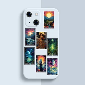 Fantasy tarot card stickers phone case featuring mystical artwork and detailed designs.