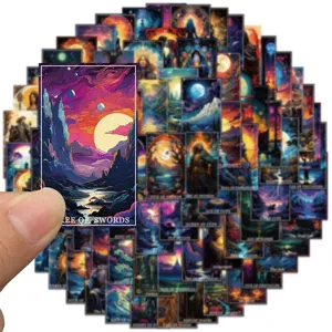 78pcs fantasy tarot card stickers aesthetic waterproof vinyl decal for laptop luggage skateboard
