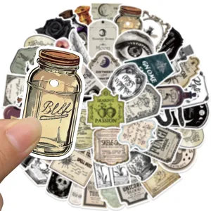 Gothic potion apothecary sticker pack, waterproof vinyl decals for laptop and luggage.