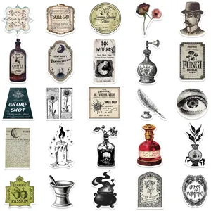 50pcs gothic apothecary potion vintage stickers waterproof laptop luggage decals waterproof