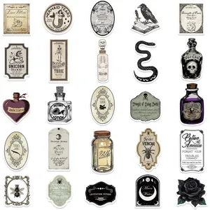 50 Pcs Gothic Apothecary Potion Stickers Waterproof Decals for Laptop Luggage Water Bottle