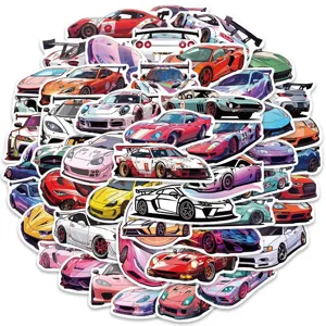 Αδιάβροχα αυτοκόλλητα βινυλίου JDM σπορ αυτοκινήτων, αγωνιστικά decals για αποσκευές.