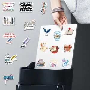 Waterproof writer theme sticker set for laptop, luggage, and notebook decoration.