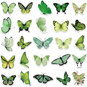 Green butterfly stickers set waterproof vinyl decal for laptop luggage guitar decorating