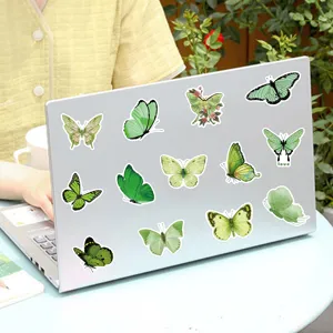Waterproof green butterfly stickers aesthetic laptop decals cute waterproof stationery sticker pack