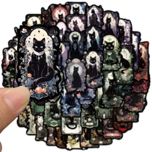 50 Stk. Dunkle Magie Tarot Schwarze Katze Aufkleber Wasserdichte Vinyl Sticker für Laptop Koffer