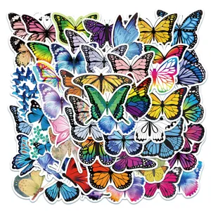 50pcs colorful butterfly graffiti stickers waterproof vinyl decals for laptop luggage guitar