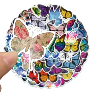 50pcs colorful butterfly graffiti stickers for luggage laptop guitar waterproof decals