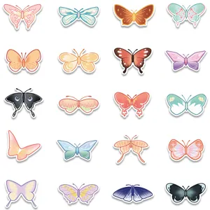 Colorful cartoon butterfly stickers set, aesthetic vinyl decals for laptop, phone and luggage.