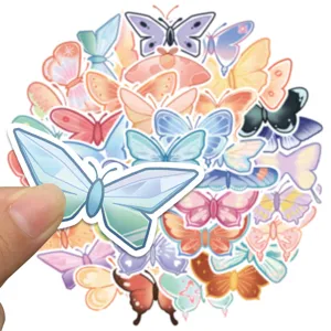 Colorful cartoon butterfly graffiti stickers pack for luggage laptop skateboard decor.