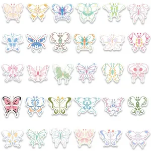 Colorful cartoon butterfly graffiti stickers set, perfect for luggage, laptop and guitar decoration.
