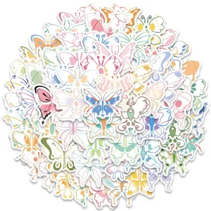 50pcs cute cartoon butterfly stickers waterproof vinyl decals for laptop luggage guitar phone