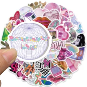 58pcs Y2K Vaporwave Aesthetic Cute Stickers Girls DIY Decals for Laptop Suitcases